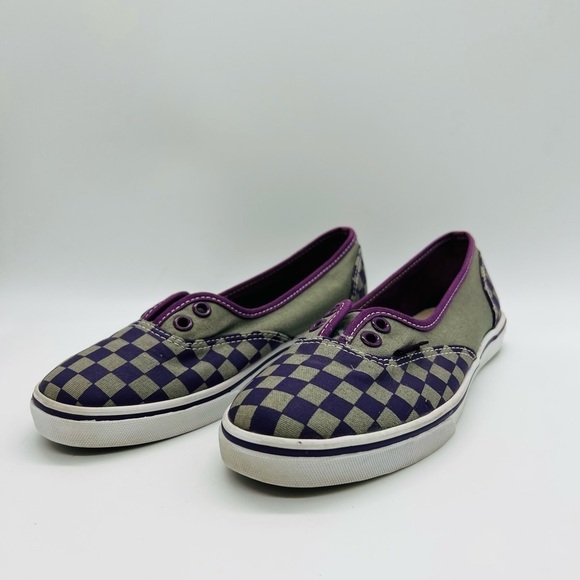 VANS ATHLETIC UNISE SHOES PURPLE AND GRAY CHECKERED WOMENS SIZE 6 - Picture 2 of 13
